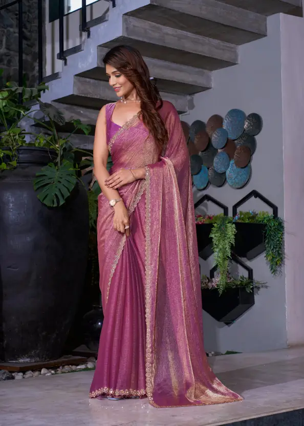 Silk Blend, Tussar Silk Saree  (Purple)